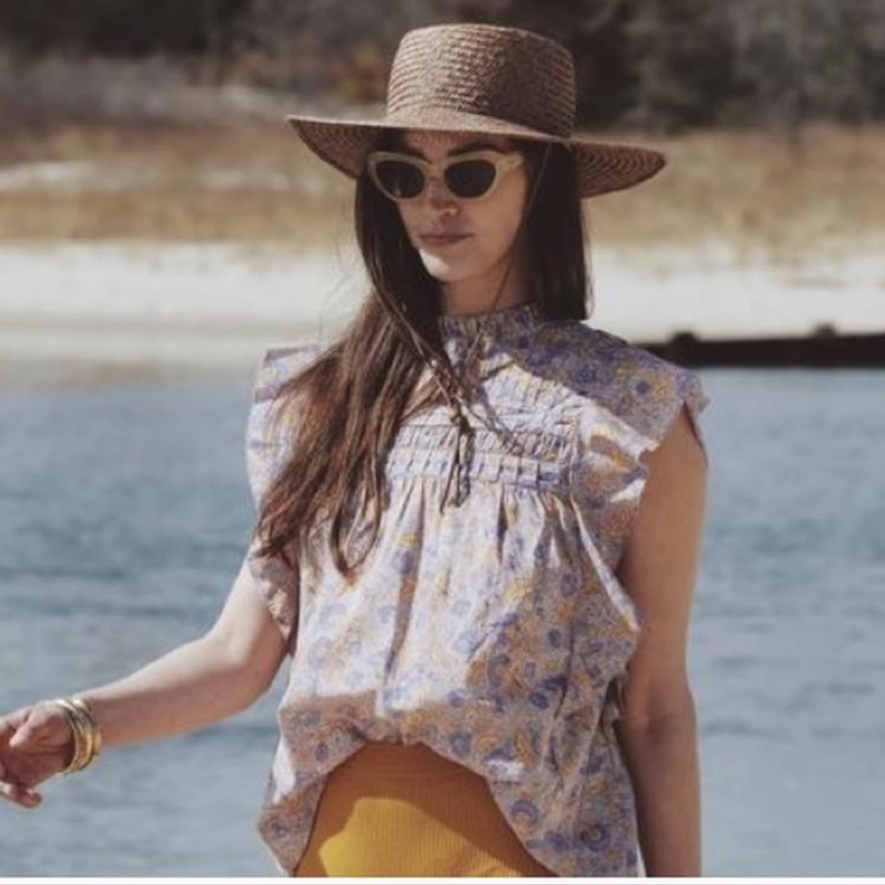 Love the Label Josepha Top Blouse Shirt Floral Ruffle in Lavender Anthropologie